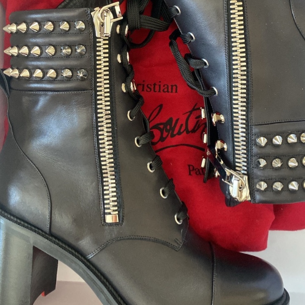 NEVER WORN!! Christian Louboutin Winter Spikes Lace-Up Boot
